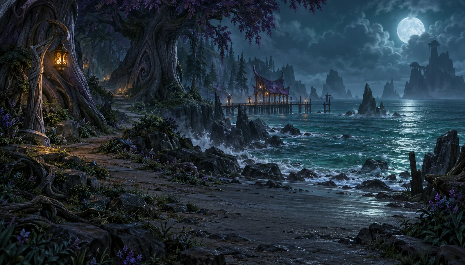 Illustrated Darkshore setting, not a gameplay screenshot
